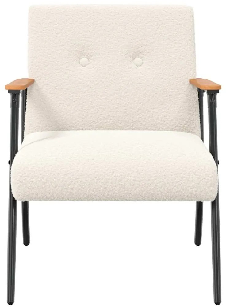 vidaXL Πολυθρόνα Κρεμ 59 x 75 x 78 εκ Κάλαθος ύφασμα με σγουρή υφή