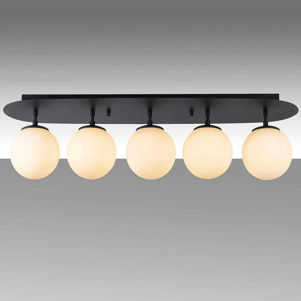 Φωτιστικό Οροφής - Πλαφονιέρα Well 942FLG1395 90x23x25cm 5xE14 40W Black-White Opviq