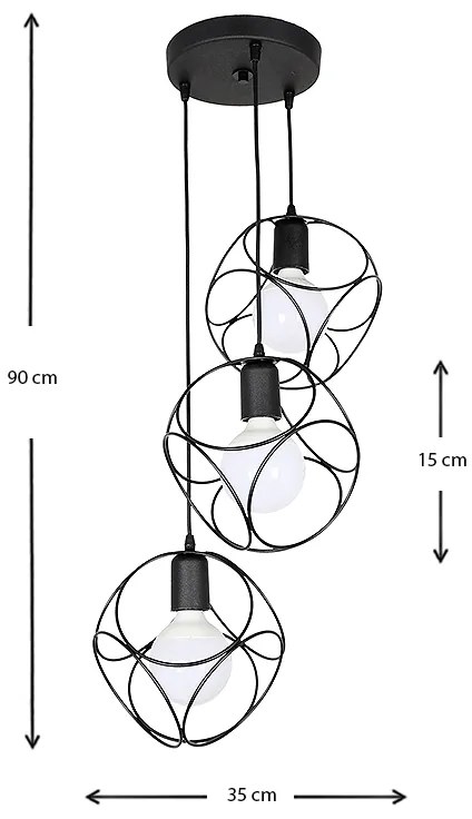 Φωτιστικό οροφής Lusita Megapap E27 μεταλλικό τρίφωτο χρώμα μαύρο 35x35x90εκ.
