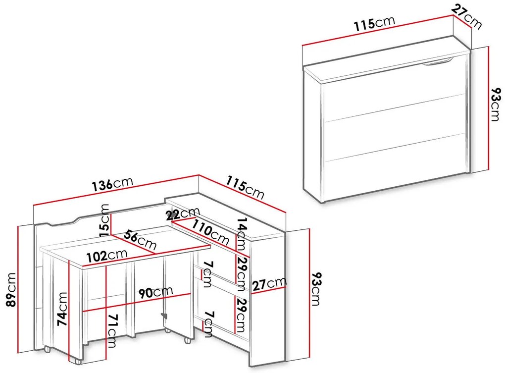 Αναδιπλούμενο γραφείο Concept-Gkri-Αριστερή