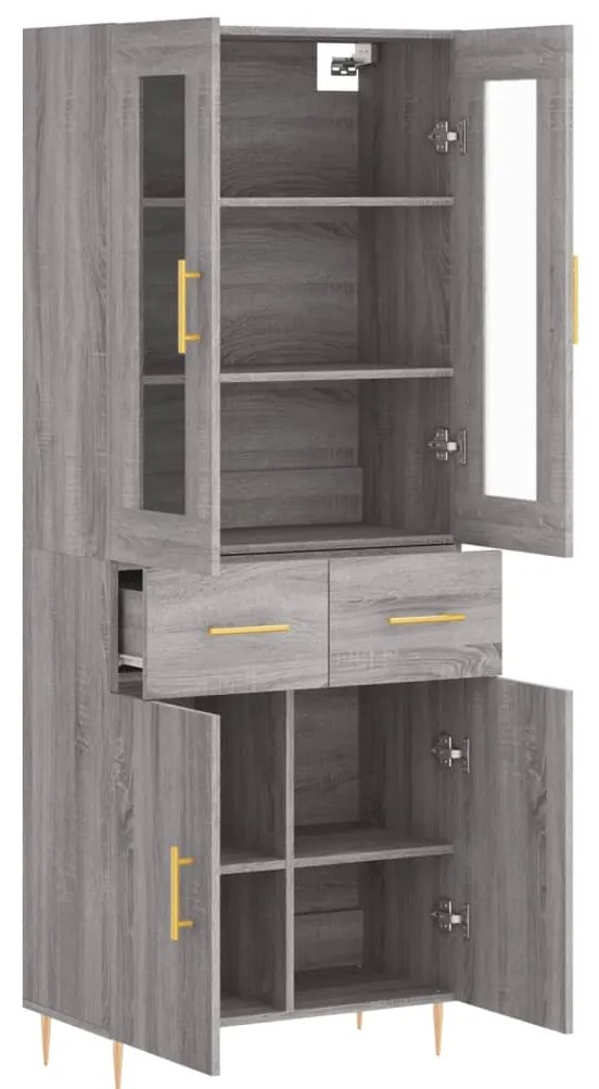 vidaXL Ντουλάπι Γκρι Sonoma 69,5 x 34 x 180 εκ. Επεξεργασμένο Ξύλο