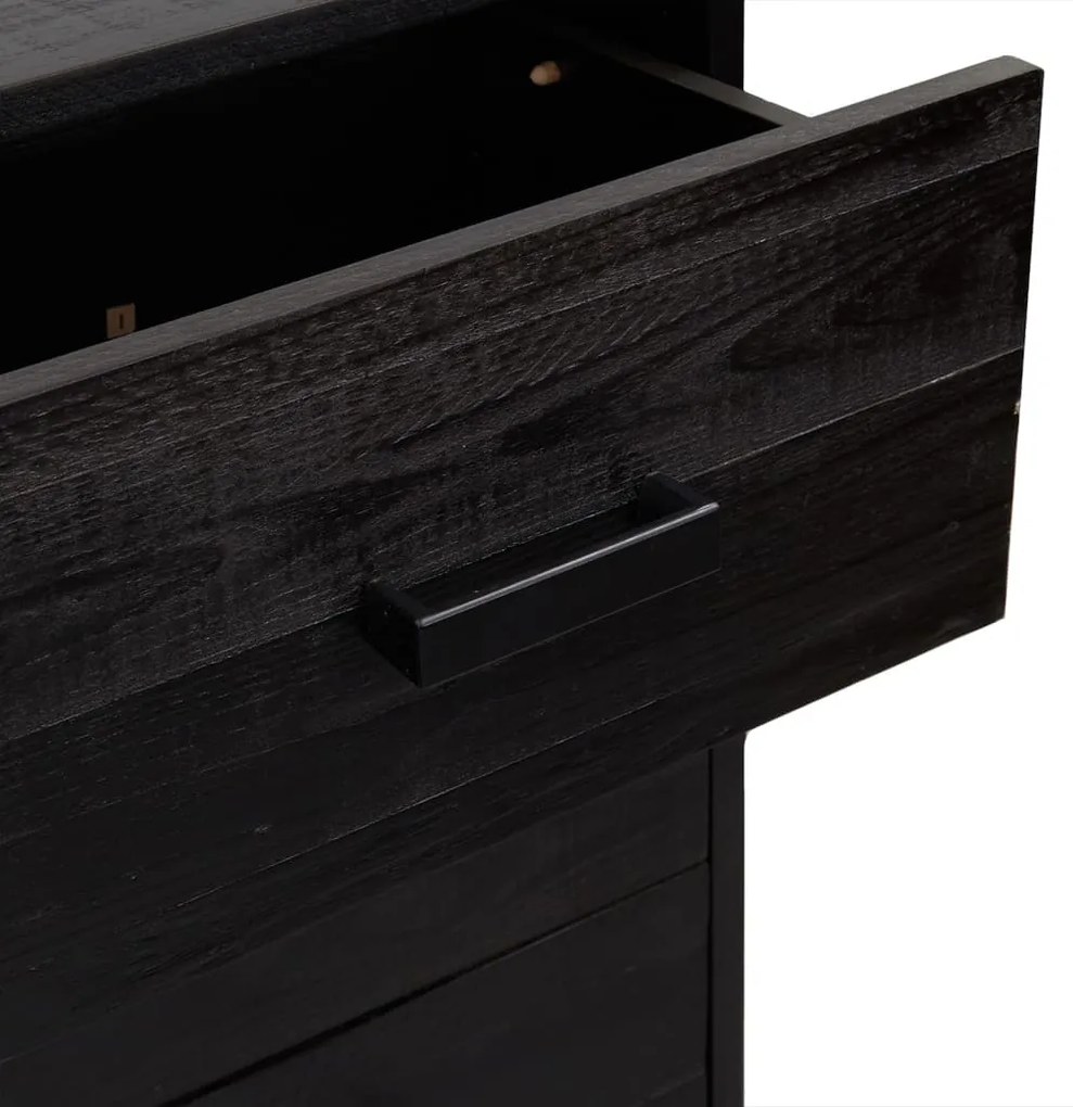 vidaXL Συρταριέρα Μαύρη 42 x 35 x 110 εκ. από Μασίφ Ξύλο Πεύκου