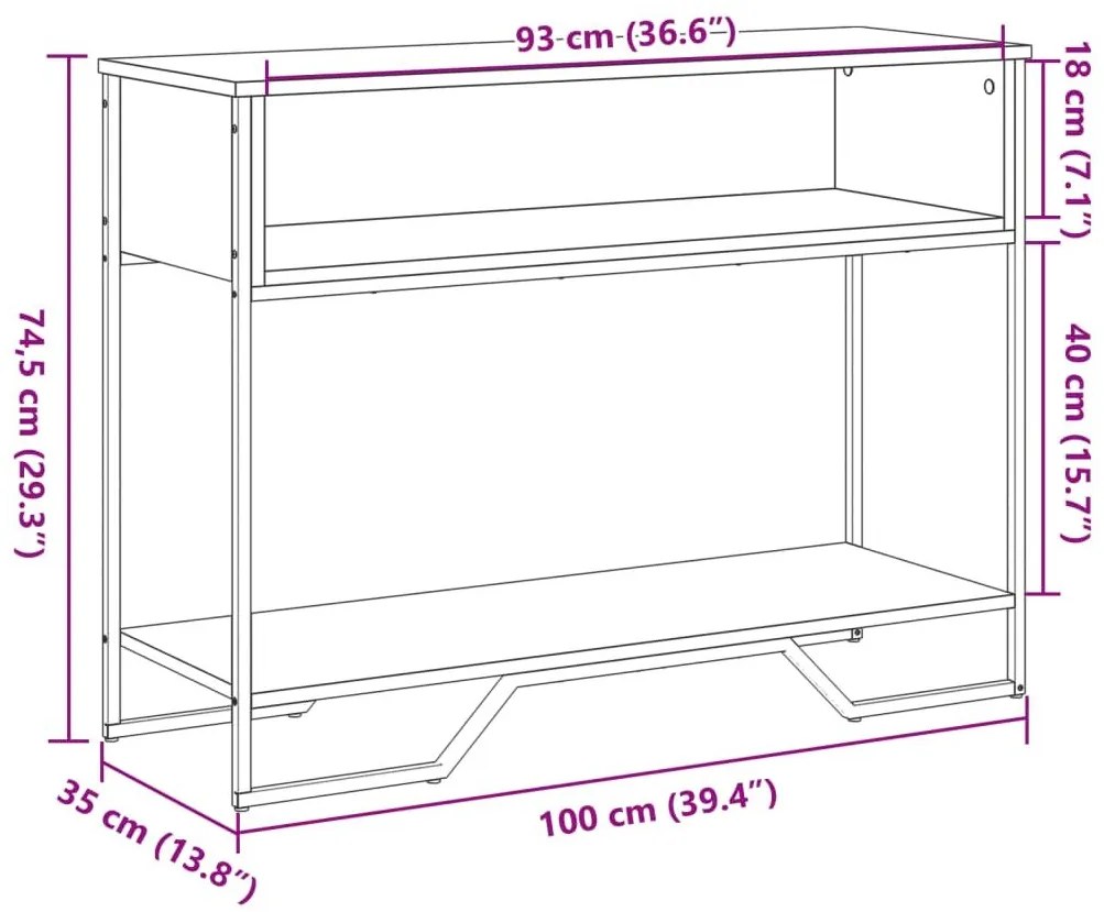 Τραπέζι Κονσόλα Sonoma Δρυς 100x35x74,5 εκ. Επεξεργασμένο Ξύλο - Καφέ