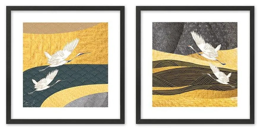 Πίνακας (Σετ 2Τμχ) Klimt 022044 50x50x2cm Multi Τετράγωνοι Mdf,Χαρτί