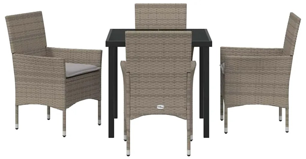 vidaXL Σέτ φαγητού για κήπο με μαξιλάρι 5 pcs Γκρι συνθετικό ρατάν