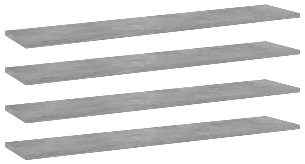 Ράφια Βιβλιοθήκης 4 τεμ Γκρι Σκυροδ. 100x20x1,5 εκ. Επεξ. Ξύλο