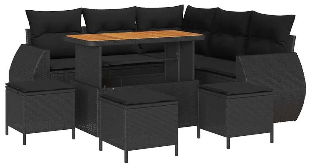 vidaXL Σετ Καναπέ Κήπου 9 pcs Μαύρο συνθετικό ρατάν