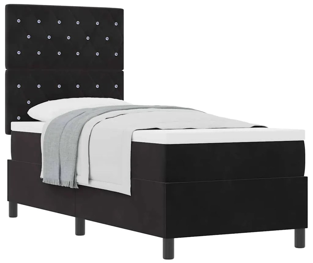 vidaXL Κρεβάτι με ελατήρια με στρώμα Μαύρο 80 x 200 cm Βελούδο