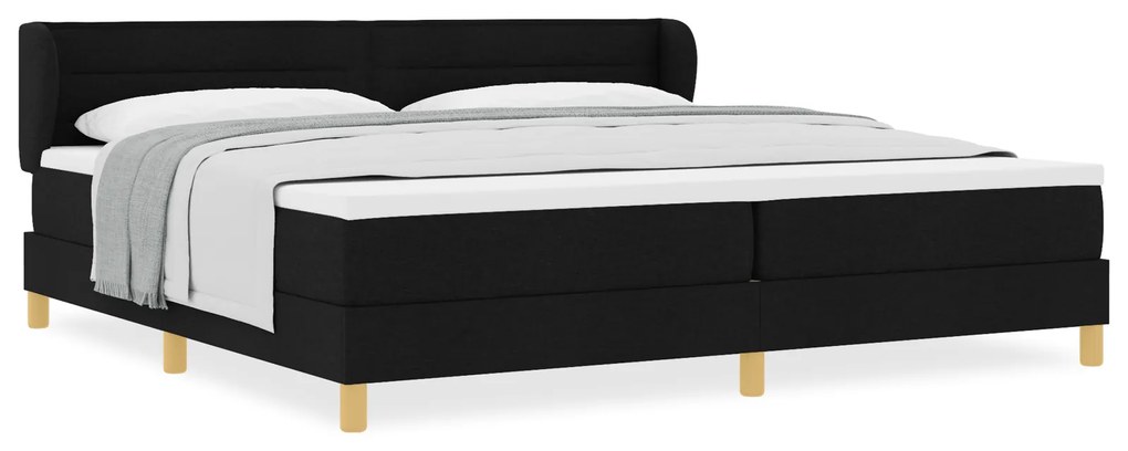vidaXL Κρεβάτι Box Spring με Στρώμα Μαύρο 200x200 εκ. Ύφασμα