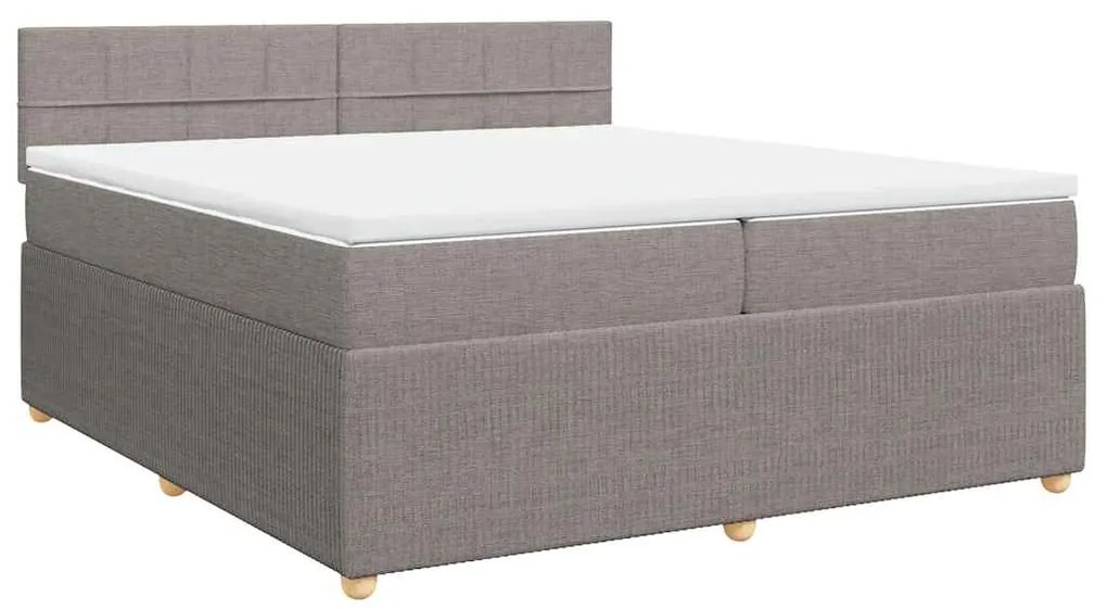 vidaXL Κρεβάτι Boxspring με Στρώμα Taupe 200x200 εκ. Υφασμάτινο