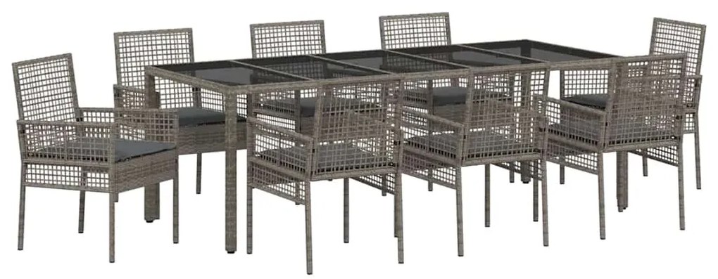 vidaXL Σέτ φαγητού για κήπο 9 pcs Γκρι Πολυ ράταν