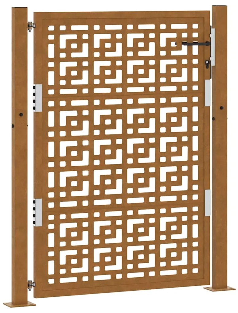 Πύλη κήπου 105x130 cm Σταυρός σχεδιασμού από διαβρωμένο χάλυβα - Καφέ
