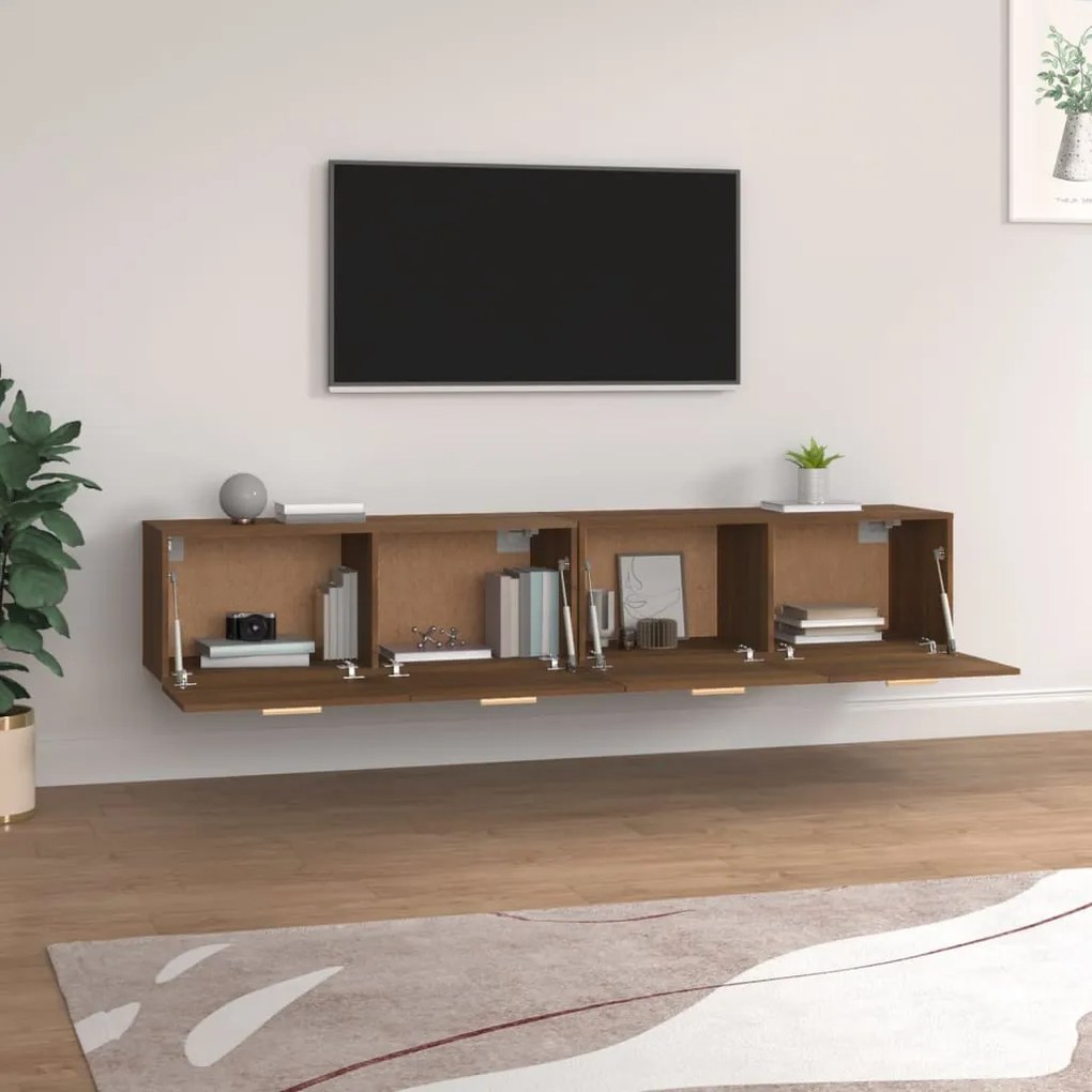 vidaXL Ντουλάπια Τοίχου 2 τεμ. Καφέ δρυς 100x36,5x35 εκ. Επεξ. Ξύλο