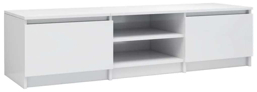 Έπιπλο Τηλεόρασης Γυαλιστερό Λευκό 140x40x35,5 εκ. Επεξ. Ξύλο - Λευκό