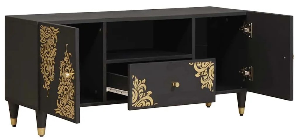 vidaXL Ντουλάπι TV με ράφι Μαύρο 105 x 33 x 46 εκ. Στερεό ξύλο μάνγκο