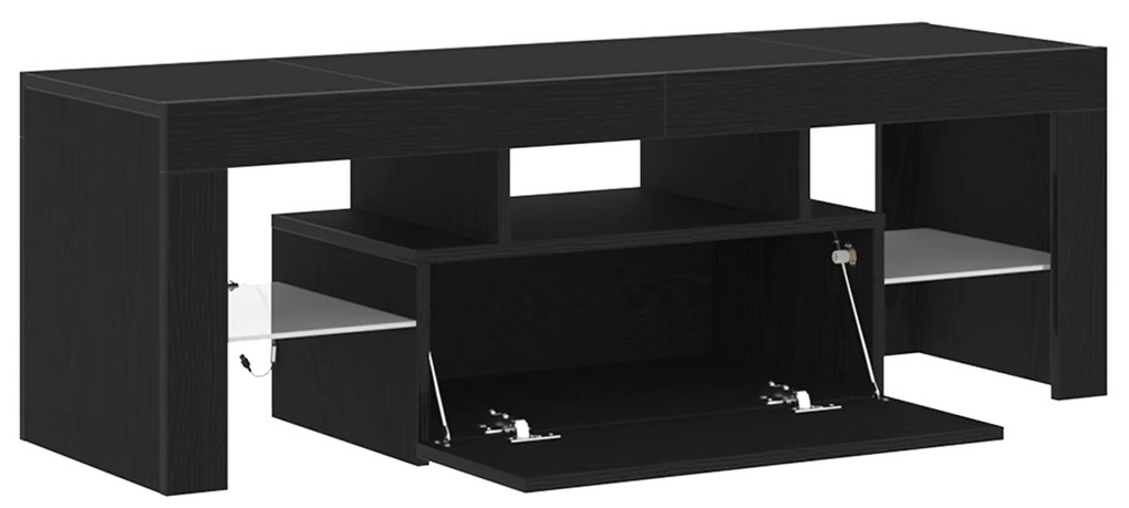 vidaXL Ντουλάπα τηλεόρασης με LED φώτα Μαύρη Δρυς 120x35x40 εκ