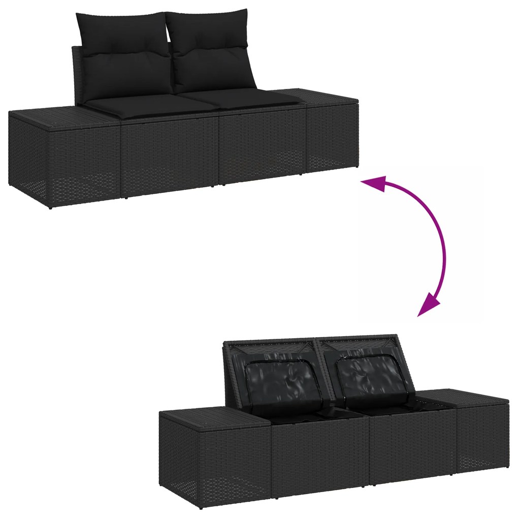 vidaXL Σετ Καναπέ Κήπου 7 pcs Μαύρο 55 x 55 x 37 εκ