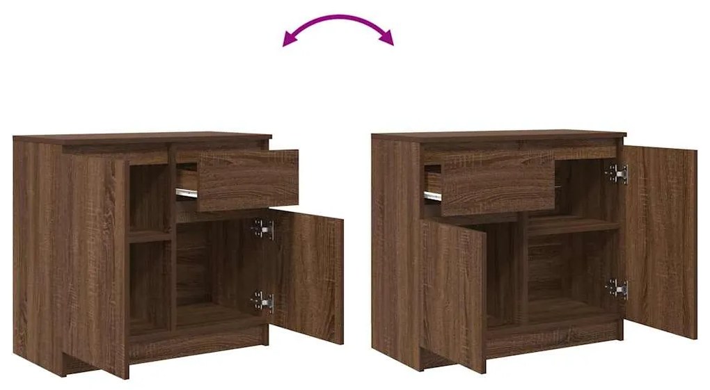 Συρταριέρα με Συρτάρια καφέ δρυς 71x35x65 εκ. Επεξ. Ξύλο - Καφέ