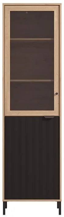 Βιτρίνα Vandea 1K VS1 Artisan - Μαύρο Μάτ 55x40x195 εκ. 55x40x195 εκ.