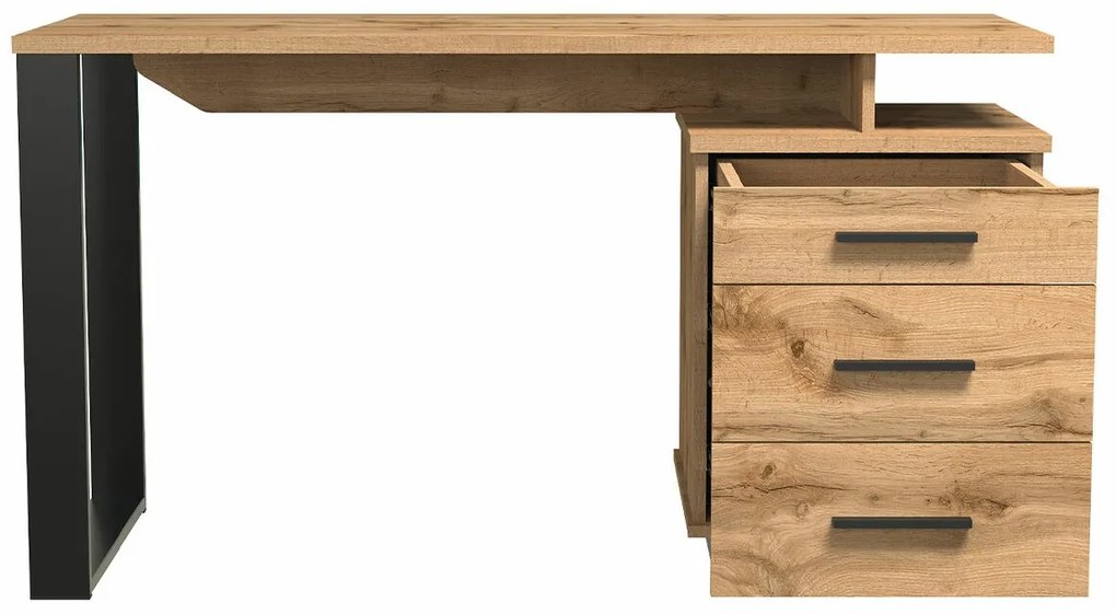 Σετ επίπλων Ogden J119, 133 kg, Wotan δρυς, Μαύρο, Ινοσανίδες μέσης πυκνότητας, Πλαστικοποιημένη μοριοσανίδα, Πόρτες ντουλάπας: Με μεντεσέδες