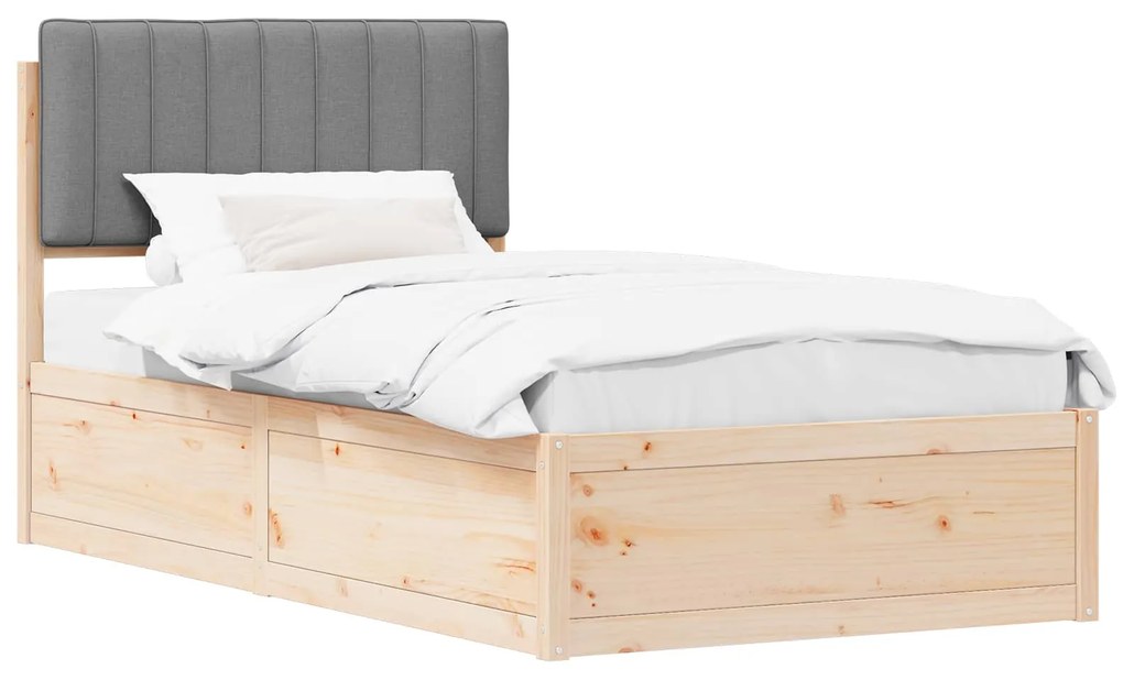 vidaXL Σκελετός Κρεβατιού με Επενδεδυμένο Κεφαλάρι Ανοιχτό γκρι