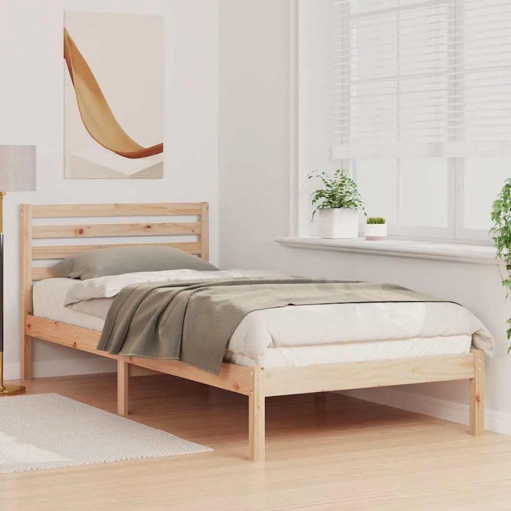 vidaXL Σκελετός Κρεβατιού Καφέ 80 x 220 cm Μασίφ ξύλο πεύκου