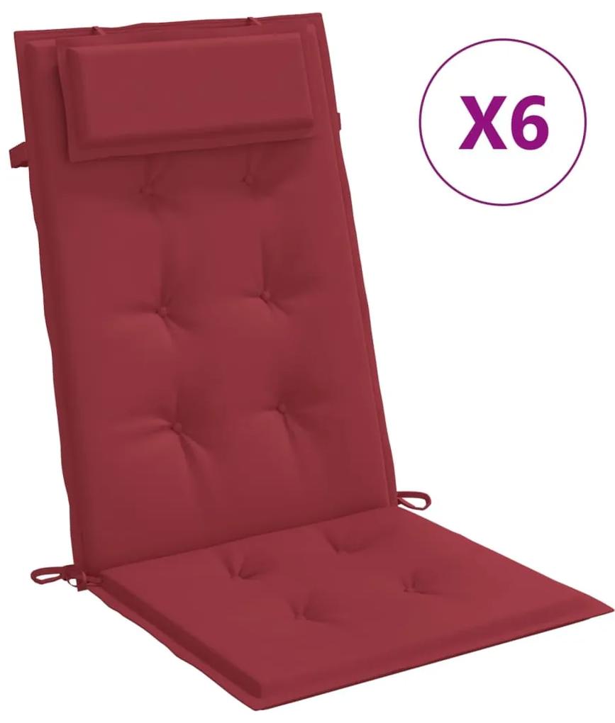 vidaXL Μαξιλάρια Καρέκλας με Πλάτη 6 τεμ. Μπορντό από Ύφασμα Oxford