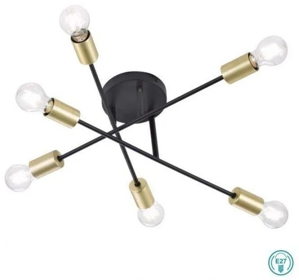 Φωτιστικό Οροφής Μαύρο-Χρυσό Cross 606700632 Trio Lighting 606700632 Μαύρο-Χρυσό