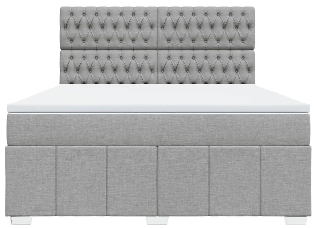 Κρεβάτι Boxspring με Στρώμα Ανοιχτό Γκρι 180x200 εκ. Υφασμάτινο - Γκρι