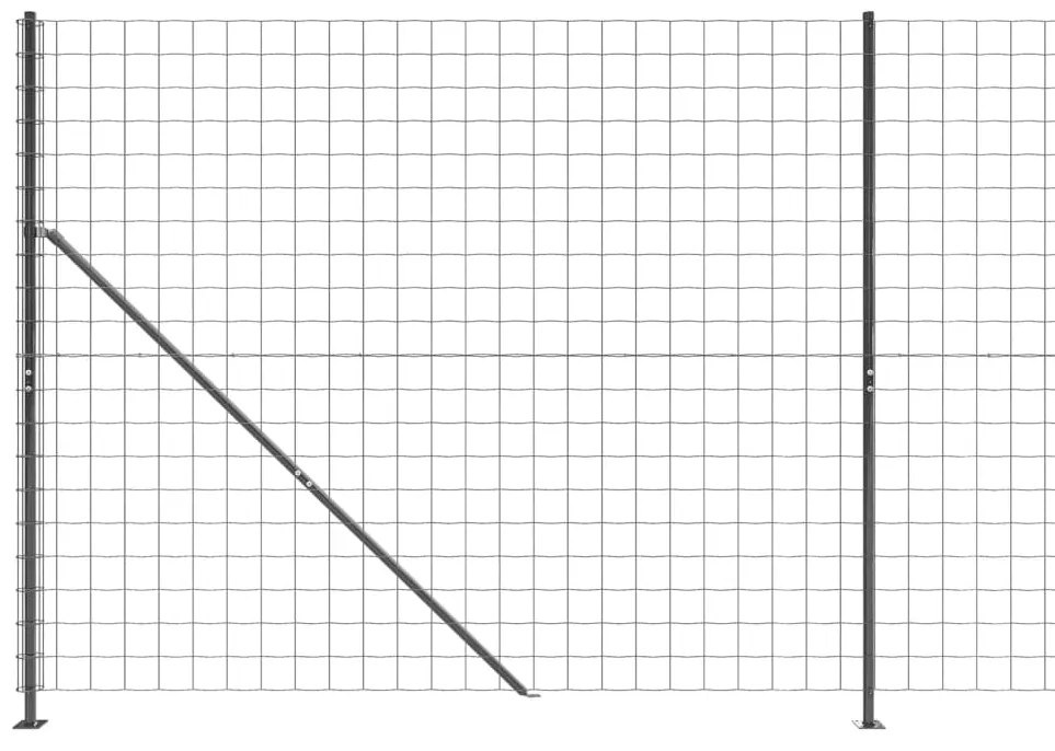 vidaXL Συρματόπλεγμα Περίφραξης Ανθρακί 1,4 x 25 μ. με Βάσεις Φλάντζα