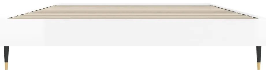 vidaXL Πλαίσιο Κρεβατιού Γυαλιστερό Λευκό 90x190 εκ Επεξεργασμένο Ξύλο