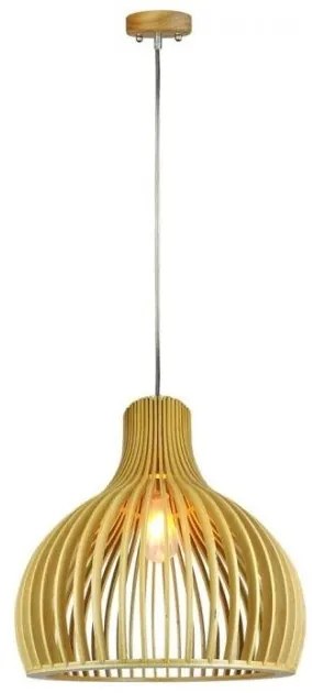 Κρεμαστό Φωτιστικό Ξύλινο D350 x H450mm και ντουί E27 40501 VTAC-40501-Καφέ 40501