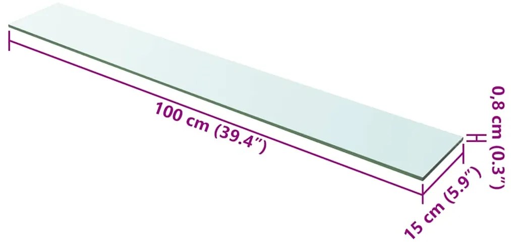 vidaXL Ράφι Πάνελ Διάφανο 100 x 15 εκ. Γυάλινο