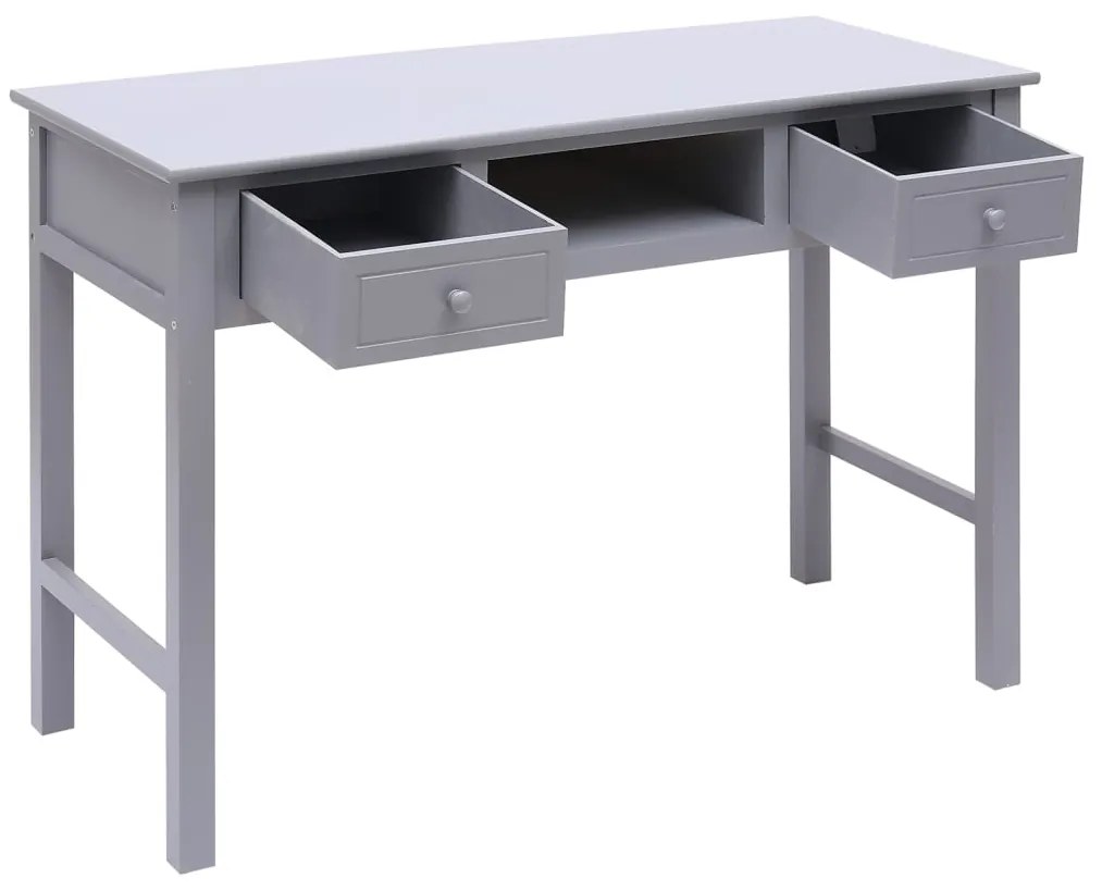 vidaXL Γραφείο Γκρι 108 x 45 x 76 εκ. από Μασίφ Ξύλο Παυλώνιας