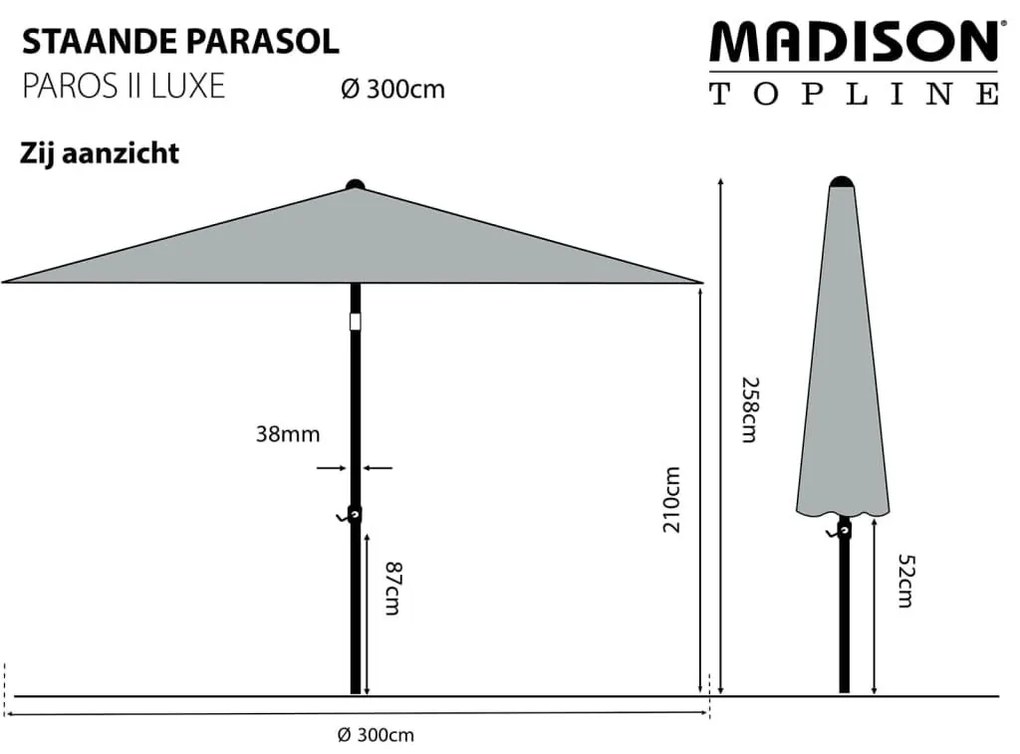 Madison Ομπρέλα Paros II Luxe Μπλε Ζαφειριού 300 εκ. - Μπλε