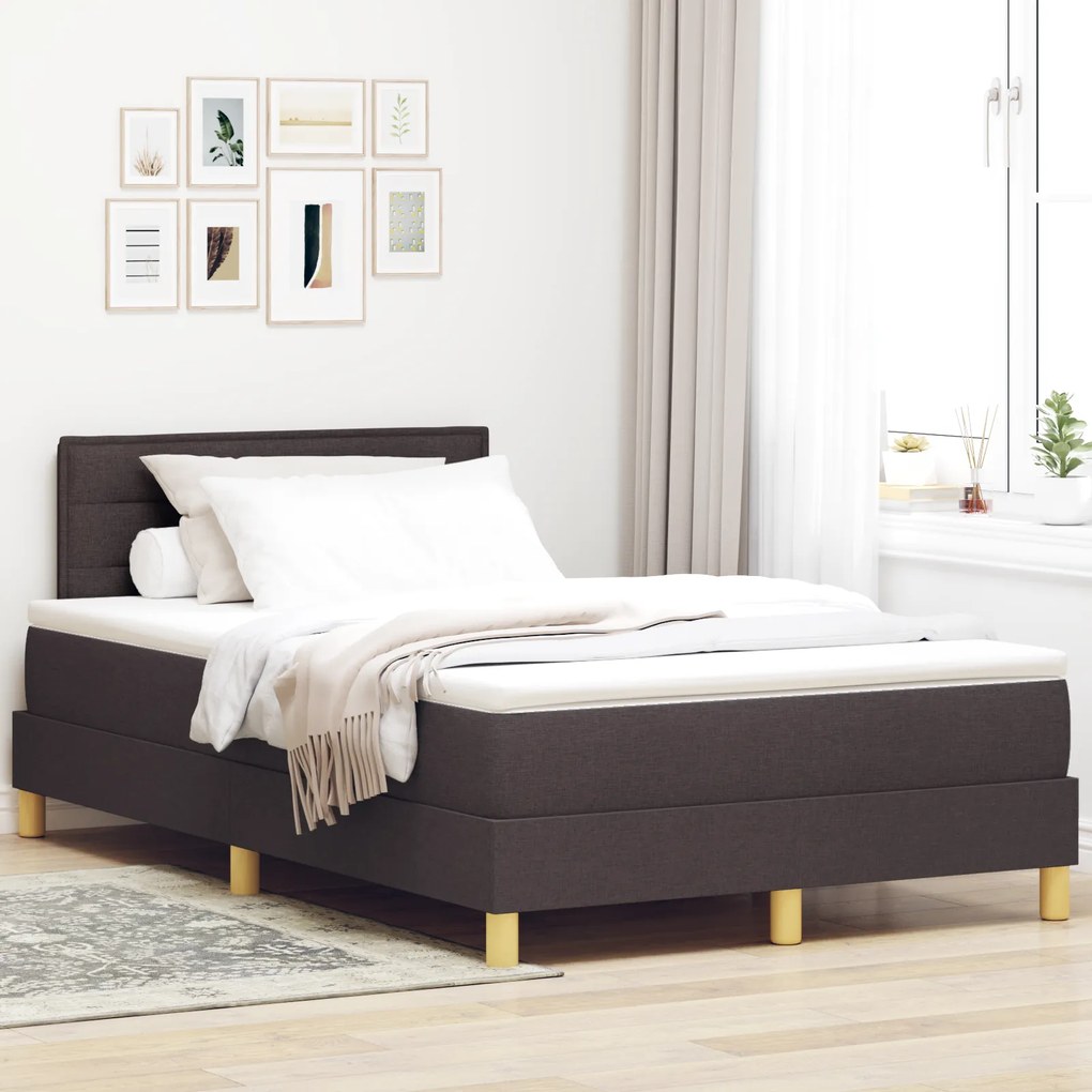 vidaXL Box Spring Κρεβάτι Σκούρο καφέ Ξύλο 120 x 200 cm Ανθεκτικό