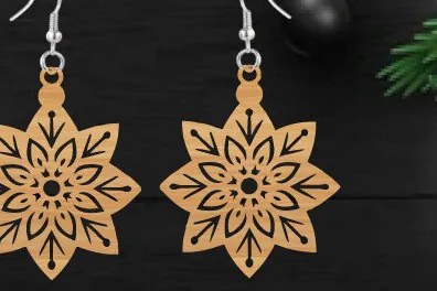 Σετ των 3 Intra απο ξύλο plywood 3mm-4mm πάχος κοπής με λέιζερ Χριστουγεννιάτικο σκουλαρίκι Δίασταση 3x3 cm INTRAFABR-111323359