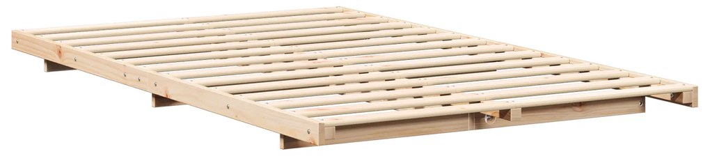 vidaXL Κρεβάτι δαπέδου Καφέ 140 x 190 cm Μασίφ ξύλο πεύκου