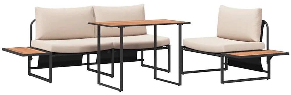 vidaXL Σέτ φαγητού για κήπο 3 pcs Taupe Ατσάλι