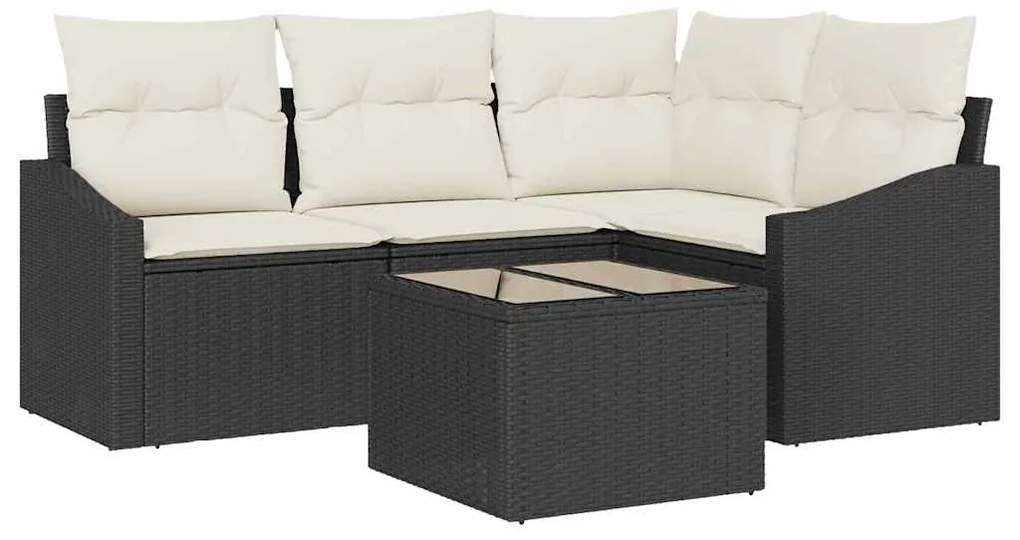 vidaXL Σετ Καναπέ Κήπου 5 pcs Μαύρο Πολυ ράταν