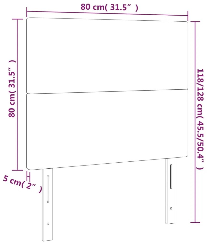 Κεφαλάρι Κρεβατιού LED Ανοιχτό Γκρι 80x5x118/128 εκ. Υφασμάτινο 3122118