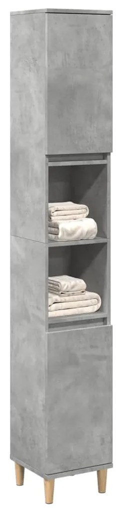 Ντουλάπι Μπάνιου Γκρι Σκυροδέματος 30x30x190 εκ. Επεξ. Ξύλο