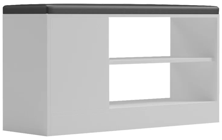 Παπουτσοθήκη-σκαμπό Deboule pakoworld 8 ζευγών σε λευκή-μαύρη απόχρωση 90x30x46εκ