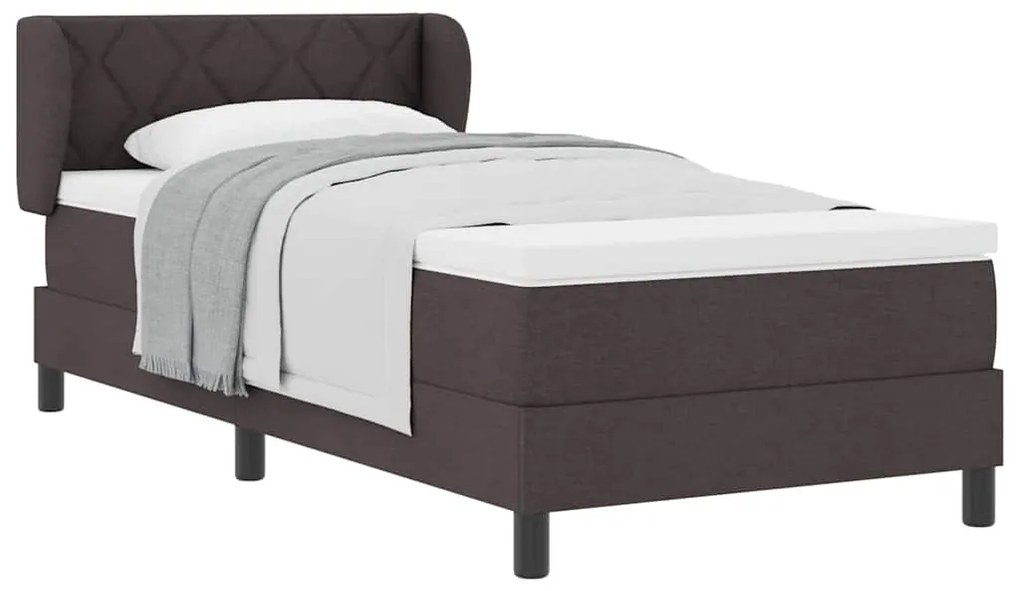vidaXL Κρεβάτι box spring με στρώμα με στρώμα Σκούρο καφέ Σκούρο καφέ