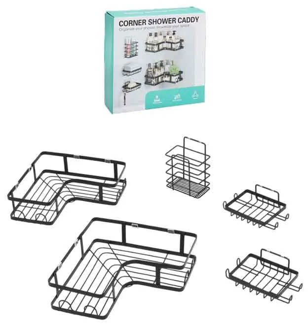 Σετ Γωνιακές Ραφιέρες Μπάνιου 5τμχ – Corner Shower Caddy-0284009-179717