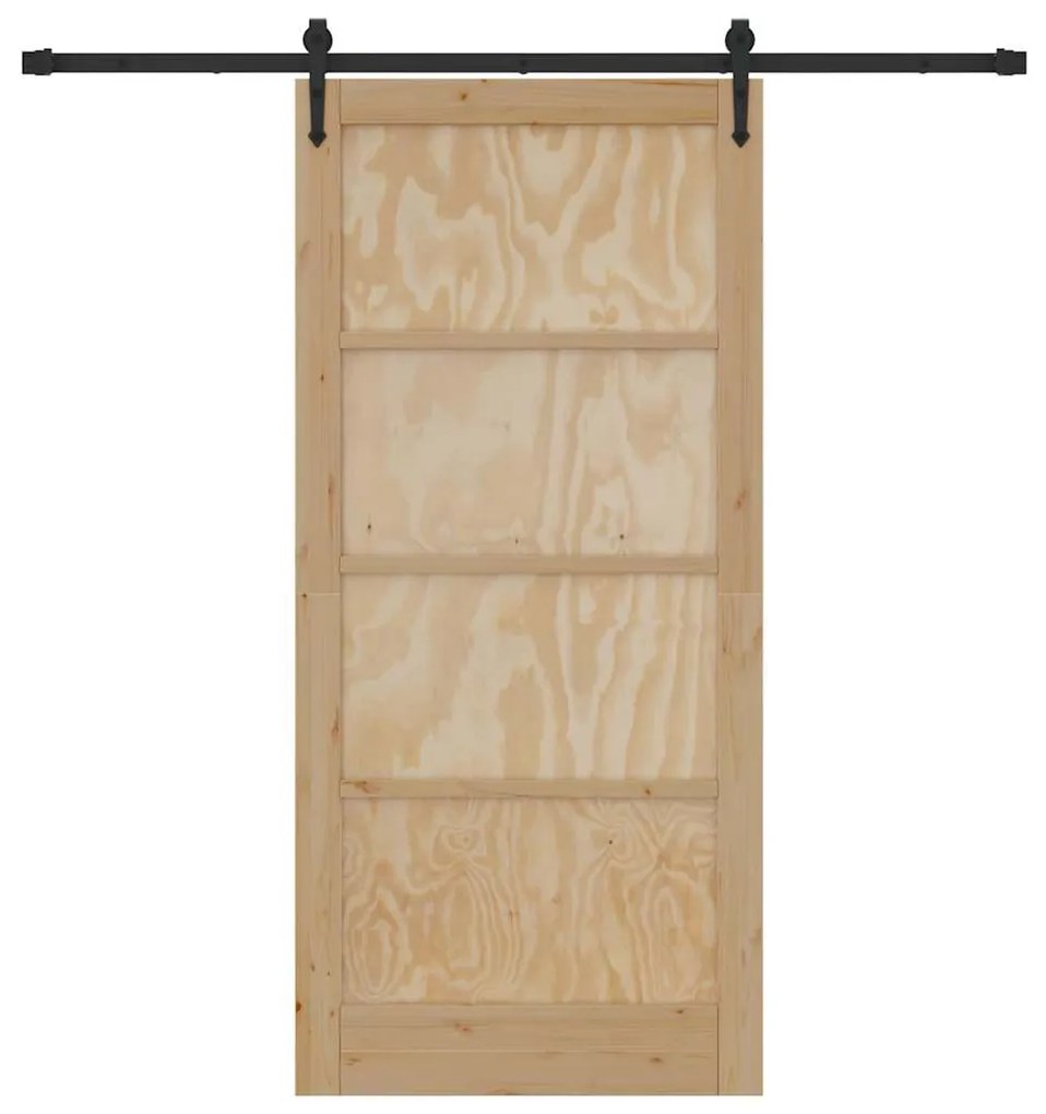 vidaXL Συρόμενη Πόρτα Φυσικό και μαύρο 93 x 202 cm