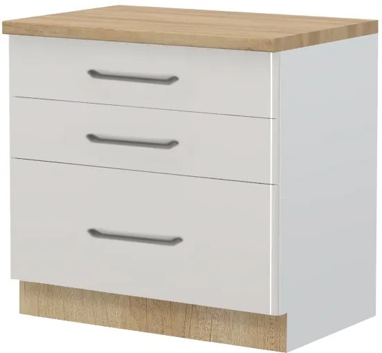 Επιδαπέδιο ντουλάπι Modena R-90-3F-Λευκό - Γκρι ανοιχτό - 90.00Χ60.00Χ88.00cm