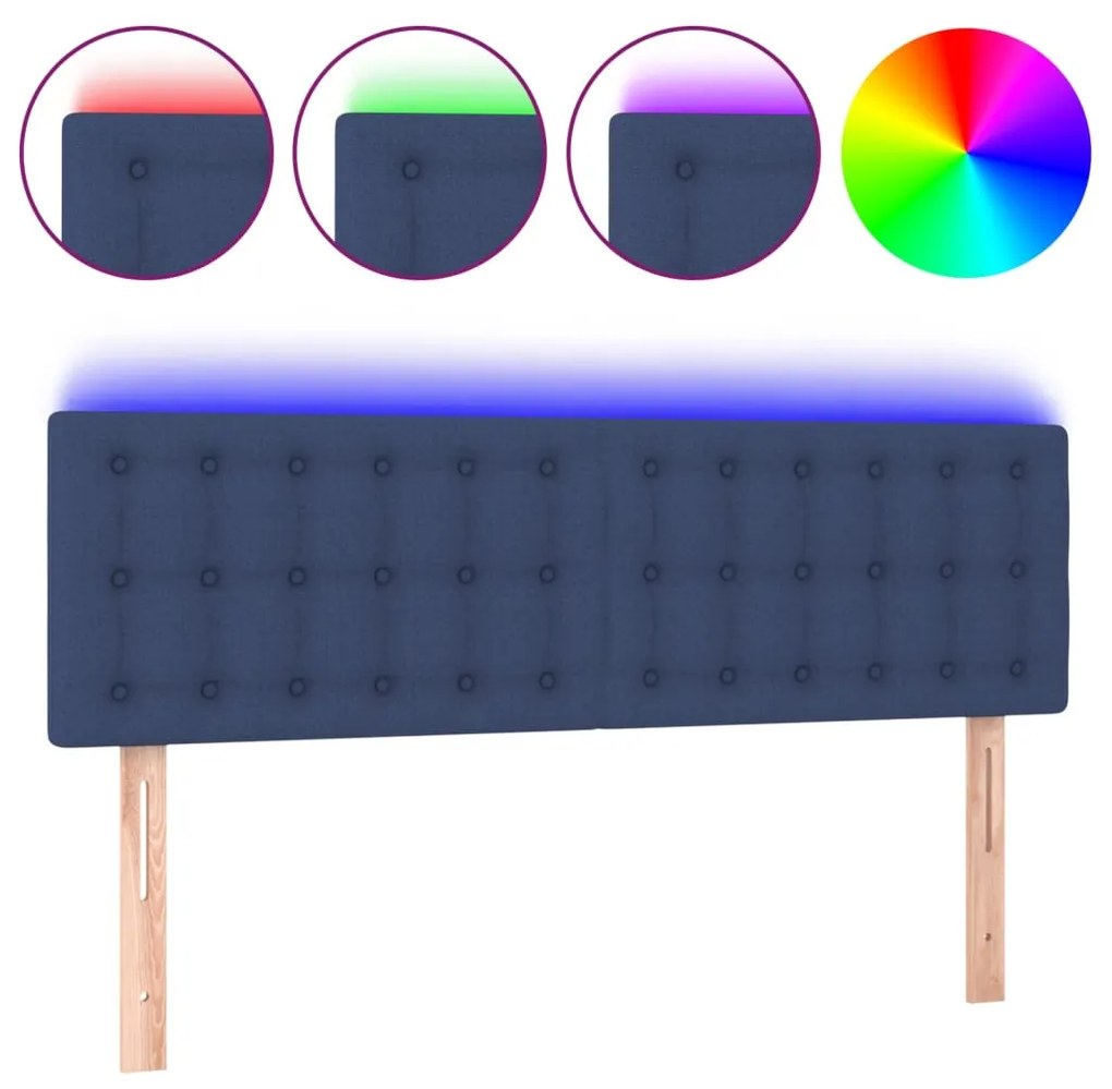 Κεφαλάρι Κρεβατιού LED Μπλε 144x5x78/88 εκ. Υφασμάτινο 3122050