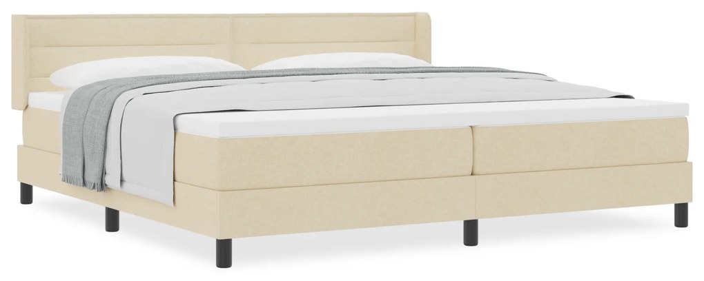 vidaXL Κρεβάτι Box Spring με Στρώμα σε Κρεμ, 200 x 200 εκ - Ύφασμα