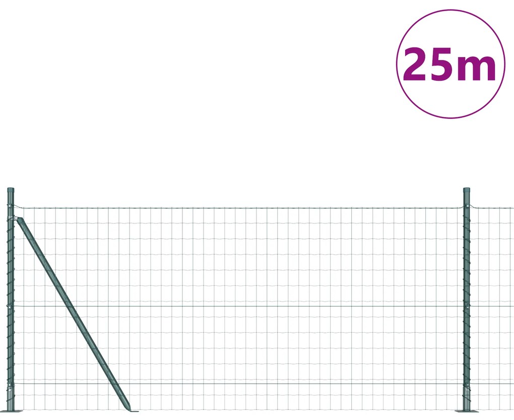 vidaXL Ευρωπαϊκός Φράκτης με 13 Στηρίγματα 0.8x25 μ Γαλβανισμένος Χάλυβας